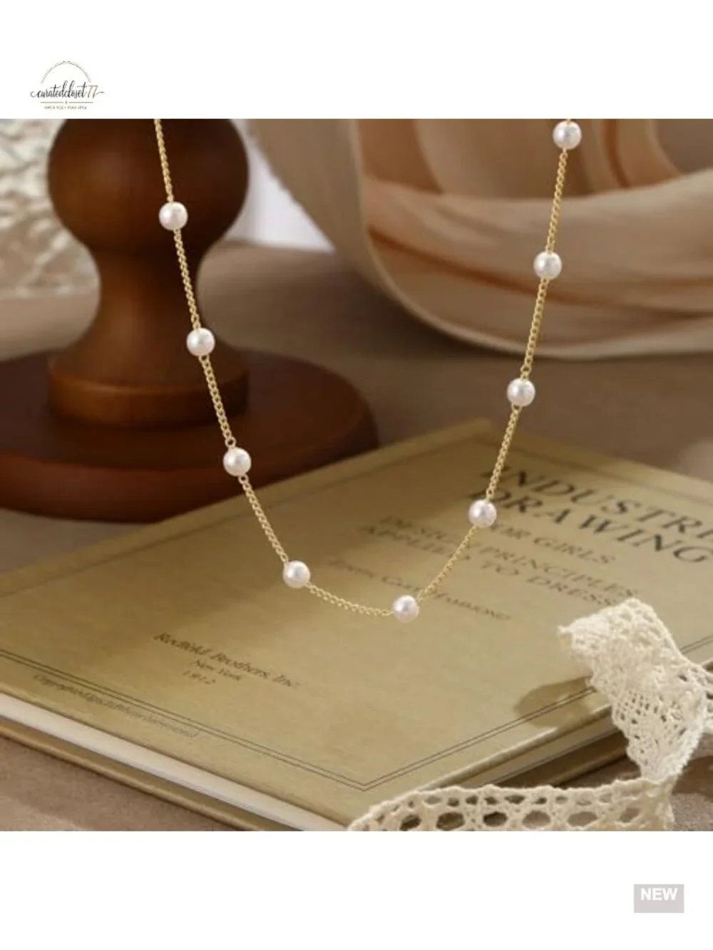 14k Gold Plated Pearl Choker Necklace with Lobster Clasp